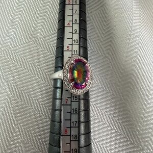 Rainbow quartz doublet Ring